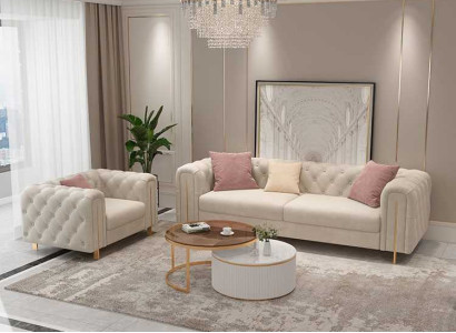 Set 2 pcs Living room Sofa set double Sofa Couch Modern Armchair Leather